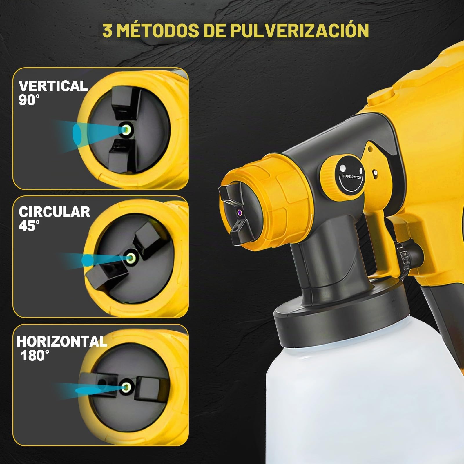 Pulverizador de Pintura sin Cable Compatible con Batería Dewalt 20V, Pistola de Pintura Eléctrica de Mano con 4 Boquillas 3 Patrones de Pulverización para Pintar Paredes Muebles