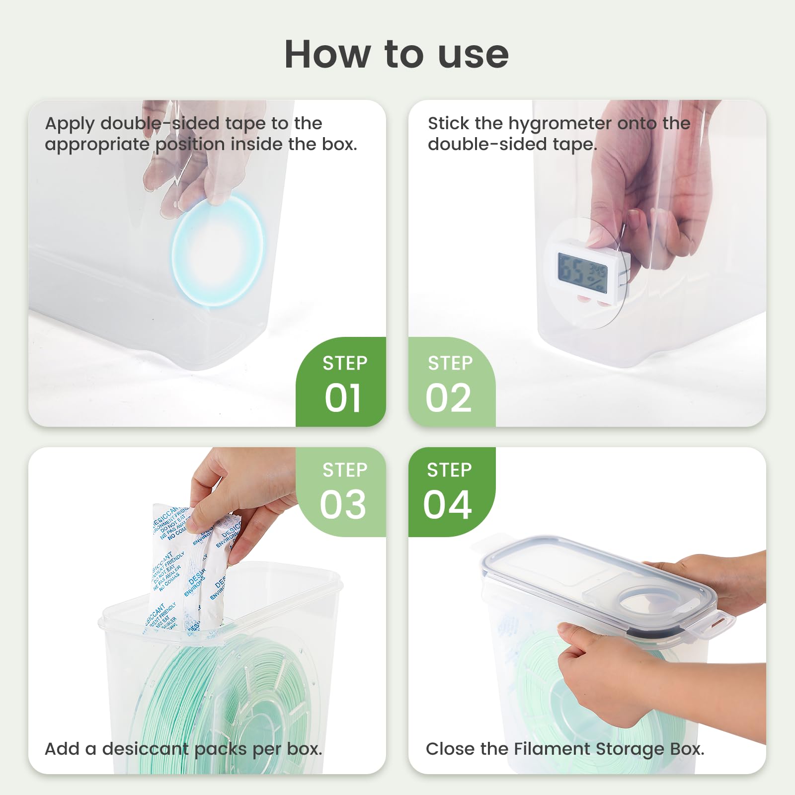 Yizhet Caja para Guardar Filamento 3D, Juego de 4 Cajas