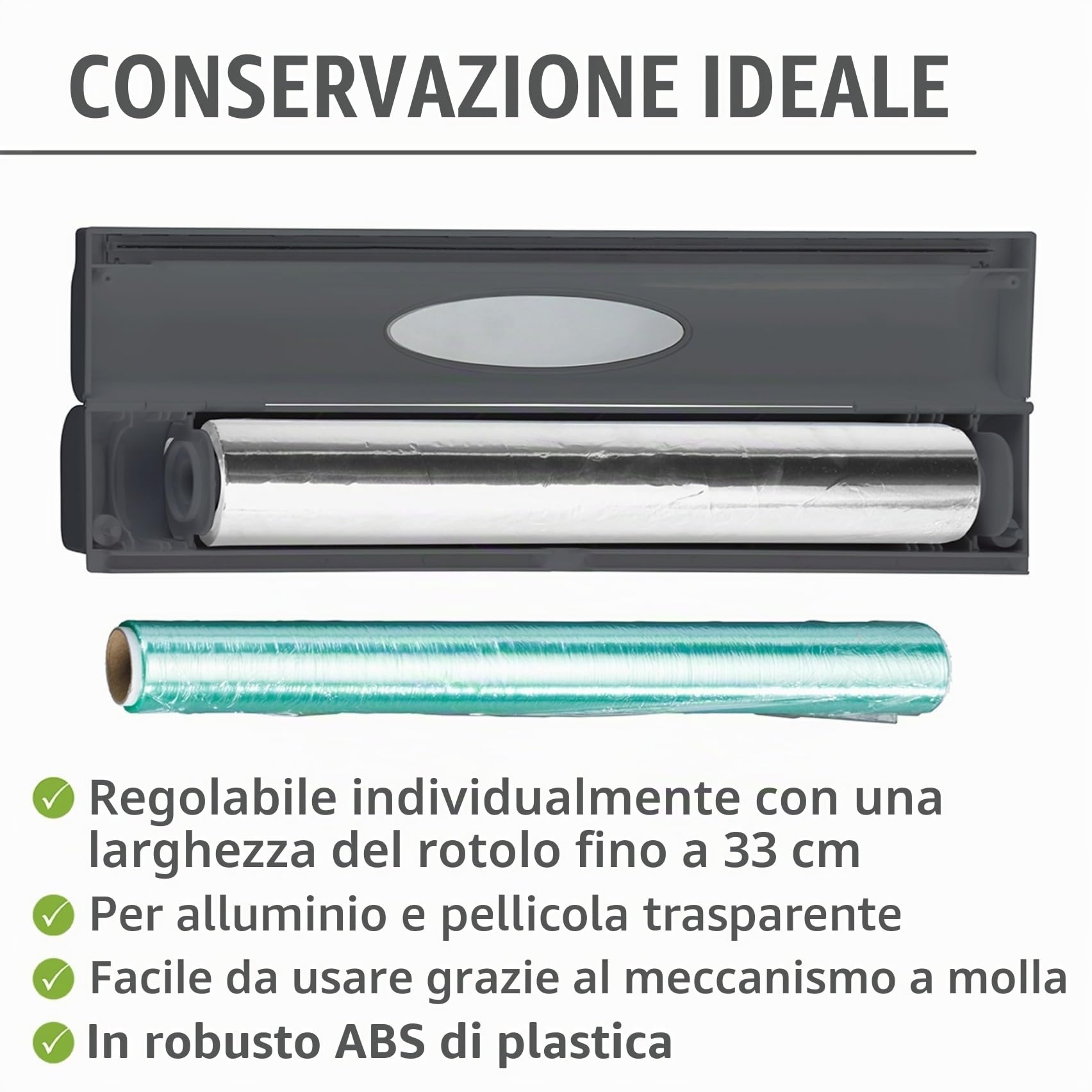 Wenko 86678100 Dispenser di pellicola alimentare Perfect Cutter, antracite, plastica, 38 x 5,2 x 6,7 cm