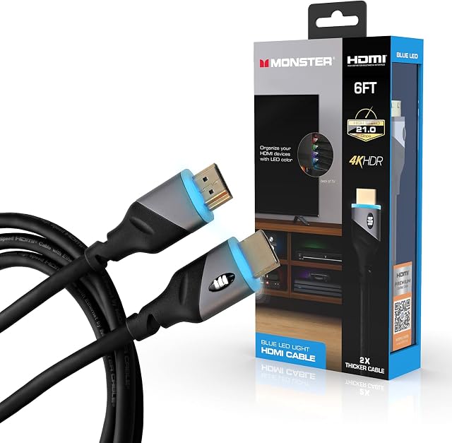 Monster 6 HDMI câble - bleu LED