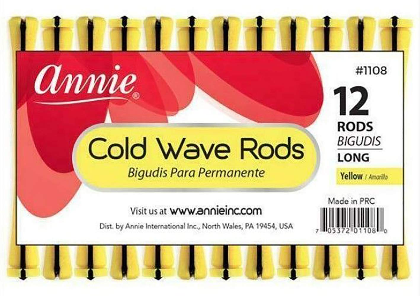 3 Packs of Annie Cold Wave Rods-Long #1108 (12 Pieces per Pack)