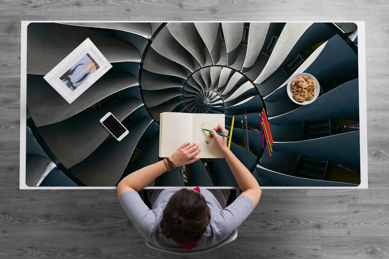 Sottomano da Scrivania 120x60 cm Facile da Pulire Antiscivolo Superficie Protettiva Protezione e Decorazione in Vinile PVC per Ufficio e Casa Impermeabile - Scale