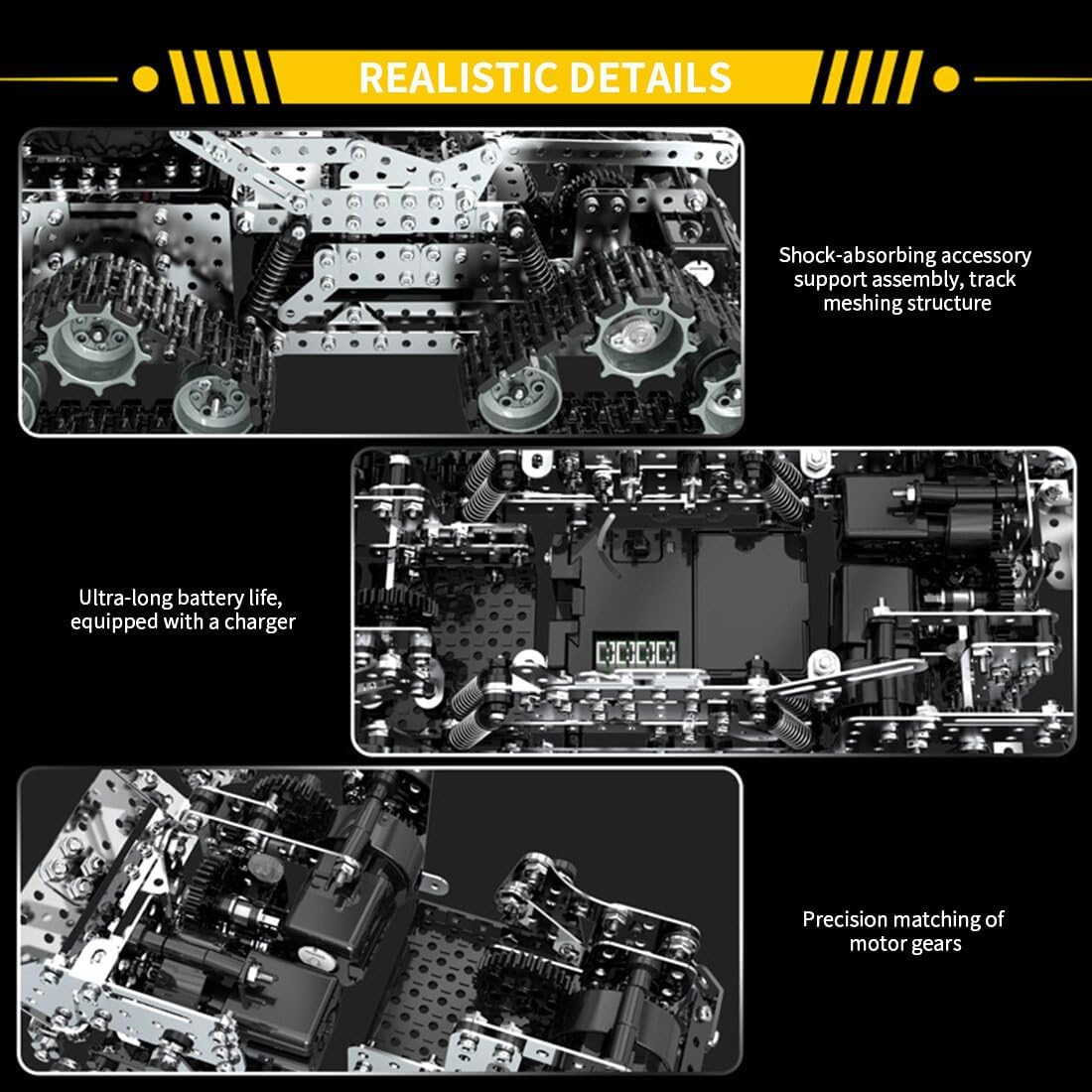 3D Metal Puzzle RC Crawler for Adults, Metal 3D Puzzles Truck Electric RC Off-Road Car Model, 1292PCS Punk Metal Puzzle, DIY Mechanical Assembly Engineering Vehicle -Kit Version, Type 2