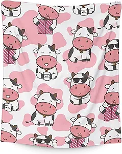 Cow Blanket Gifts - 40"x50" Cute Throw for Women, Girls - Pink Soft Fuzzy Blankets for Couch & Sofa