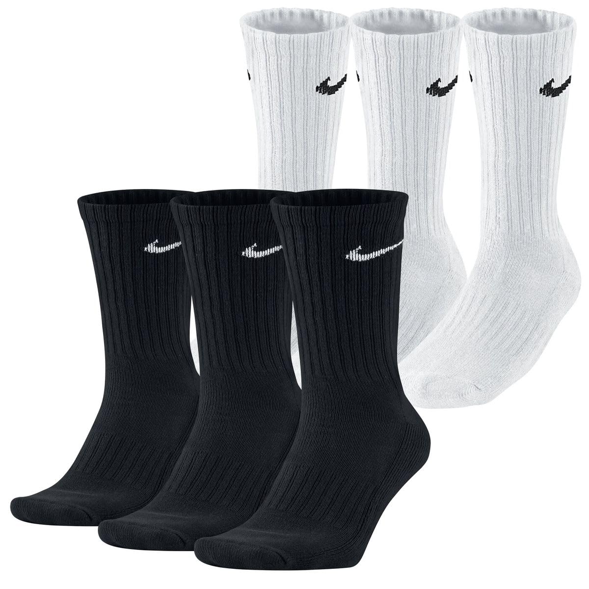 Nike Men's Everyday Cushioned Crew Training Socks (6 Pairs), black, 42-46