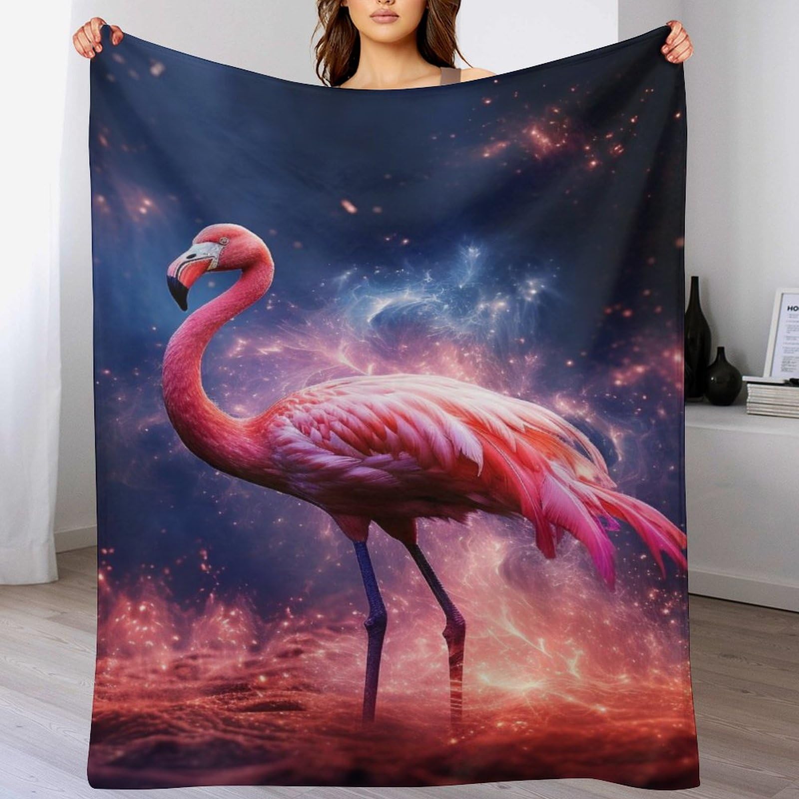 Plaid flamant rose en flannel épaisse pour vos soirées cocooning et moments de détente