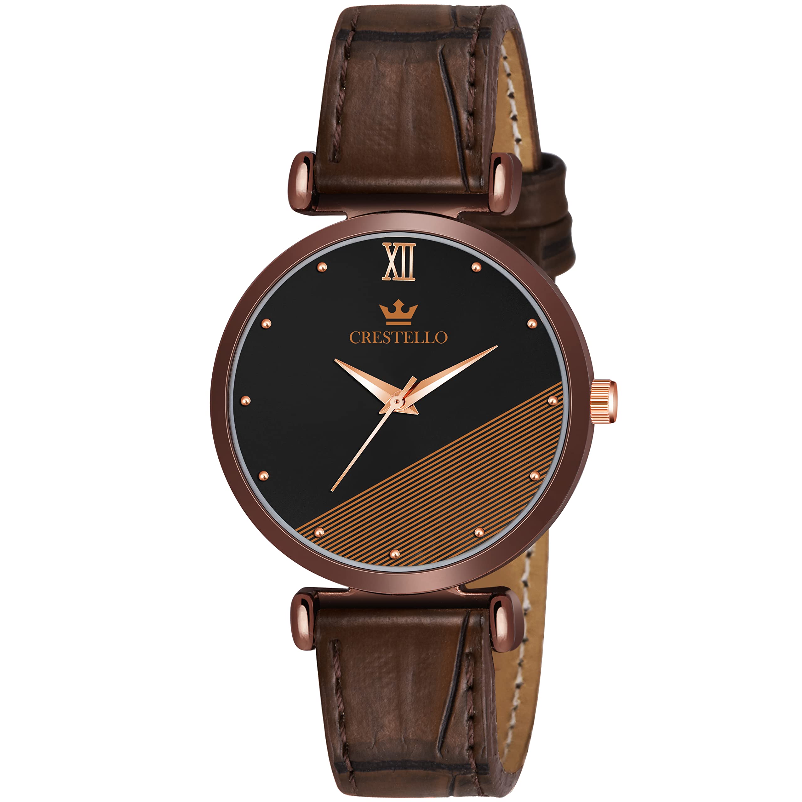 CRESTELLO Brown Leather Strap Analog Wrist Watch for Women (CR-BW108-BRWN) (B09KPMKGTW) Amazon Price History, Amazon Price Tracker