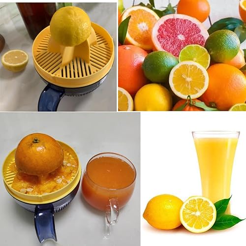 Miniatura 5 de Exprimidor manual de plástico de naranjapomelolima de limón grande, prensa de cítricos de mano grande con colador de ranuras y taza de 20 onzas con