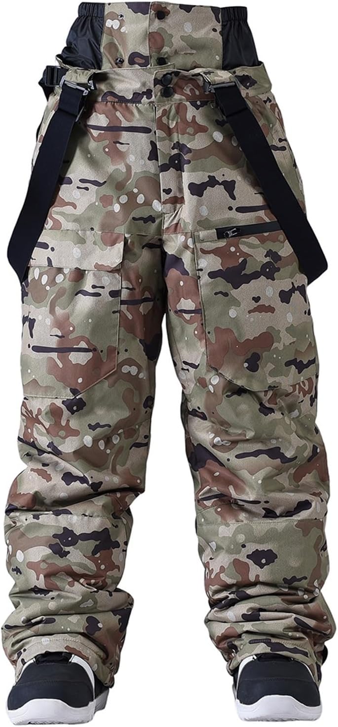 Men's Women Waterproof Snow Ski Pants Insulated Warm Winter Outdoor Snowboard Bibs with Suspenders,Baggy Snow Pants