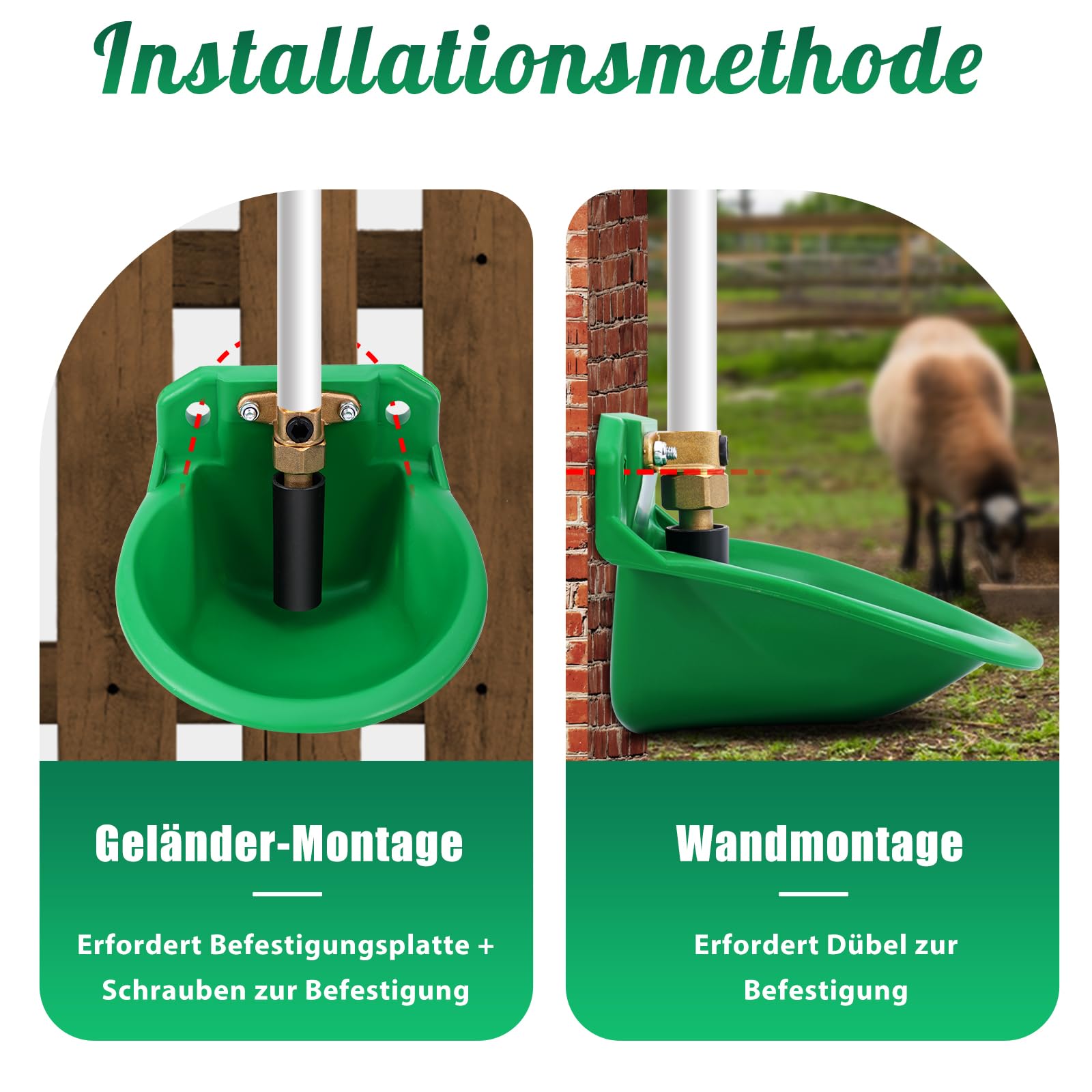 Automatische Tränkebecken für Schafe, ViehträNken mit Abflusslöchern, Automatische Wasserversorgung für Pferde, Rinder, Schafe, Schweine und Hunde, WeideträNken, Grün