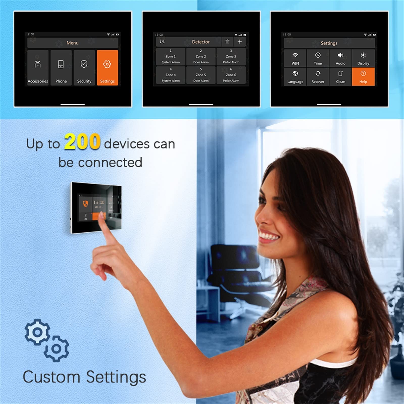 Tuya Smart Home Alarm System WiFi GSM Kit Smart Life Smart Life Appliquer Télécommande OTA avec Le capteur de Mouvement de sirène(Alarm Panel x 1)