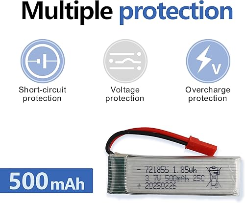 Miniatura 5 de batería de iones de litio recargable de 3.7V 500mAh con el conector de JST para los productos electrónicos