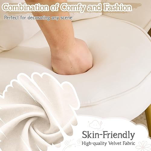 Miniatura 4 de VINGLI Petal - Silla de tocador de maquillaje con respaldo, silla de escritorio para niñas, cómoda sin ruedas, moderna silla de comedor, silla