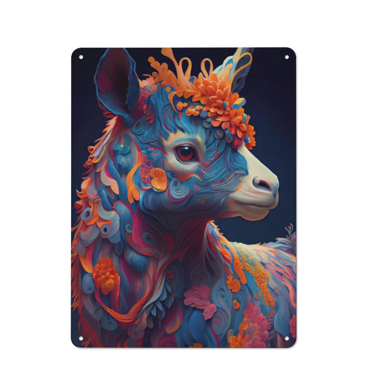 Junmoney The Cute Alpaca Retro Metal Wall Sign 40X30cm With For Garage Wall, Suited To Garage Decor Collectors