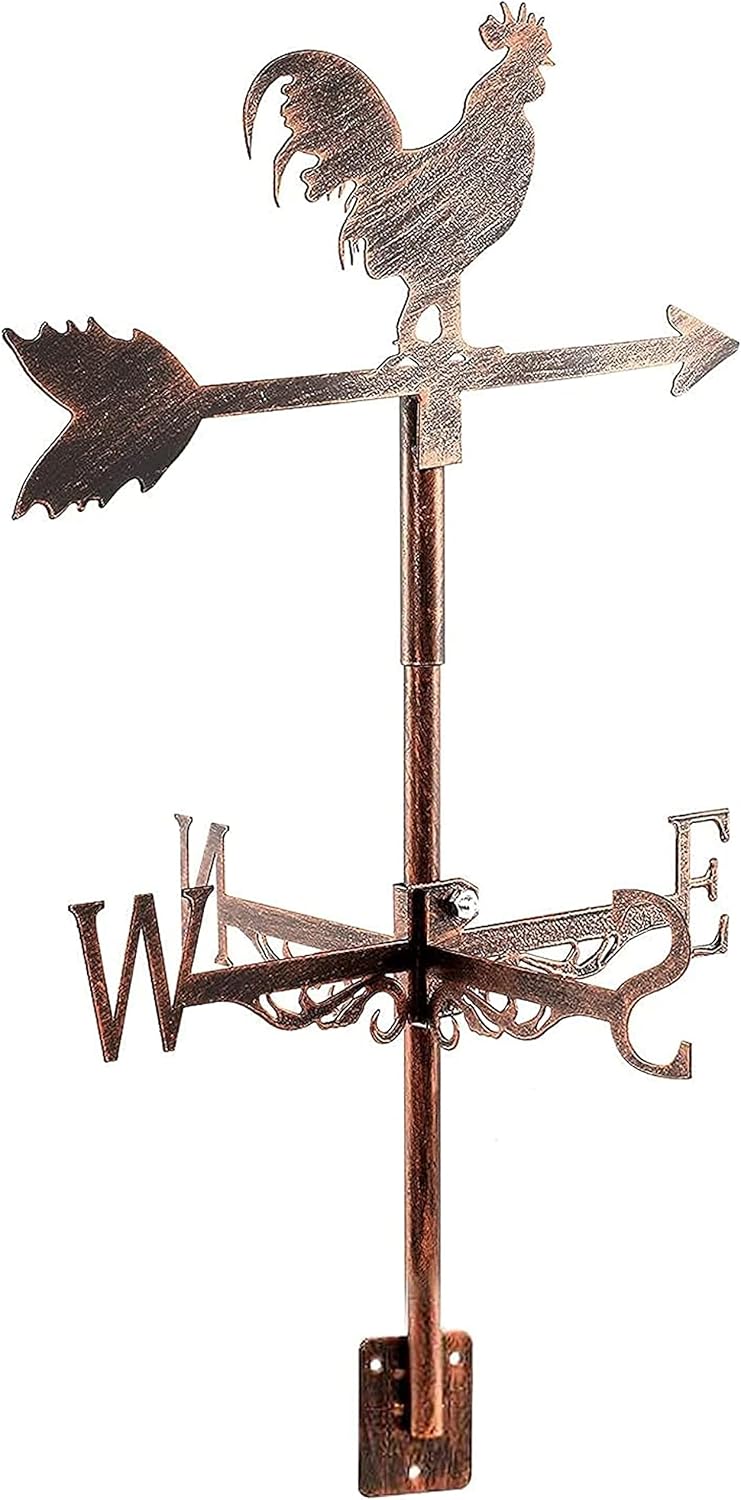 Weathervanes Rooster Weather Vane Metal Wind Vane Wind Direction Indicator for Yard Garden Hitecture Roof Measuring Wrought Iron Spray Paint Mini Vintage Home Farm