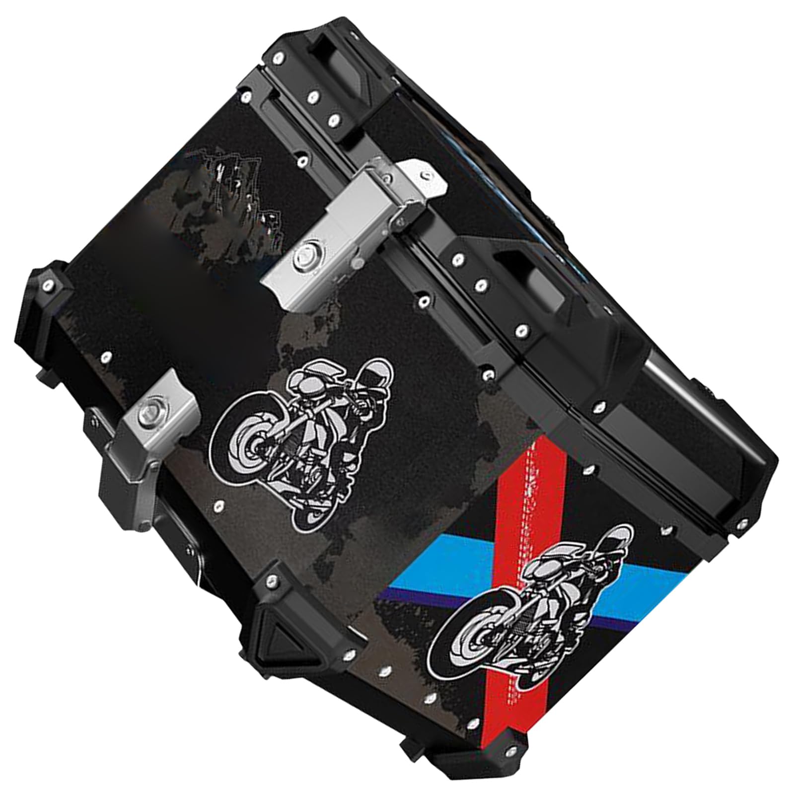 Qqmora Skrzynia Ogonowa Motocykla ze Stopu Aluminium 65L, Trwała Walizka Bagażowa do Przechowywania z Tyłu na Wycieczki, Wyściółka Odporna na Wstrząsy, dla Entuzjastów Motocykli