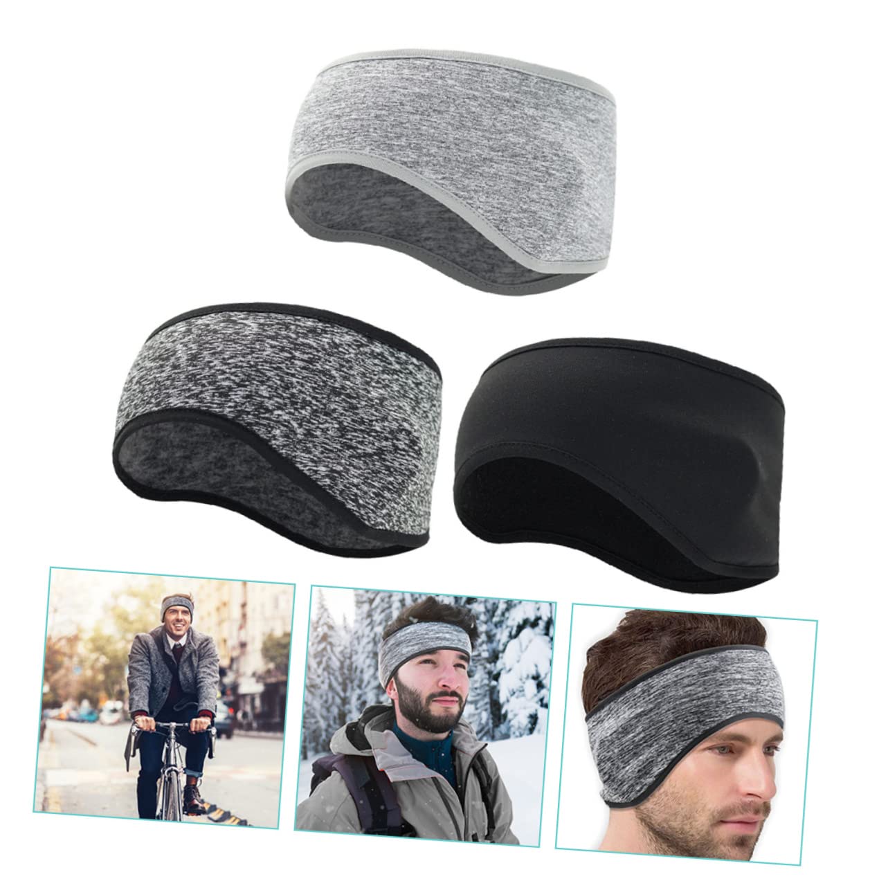 HEMOTON 4 Set Fascia Per Correre Scalda Orecchie Da Ciclismo Sport Orecchio Elastico Uomini Vello Fascia Per Il Sudore Fasce Da Sci Fasce Da Uomo Tessuto in Pile 3 Pezzi * 4