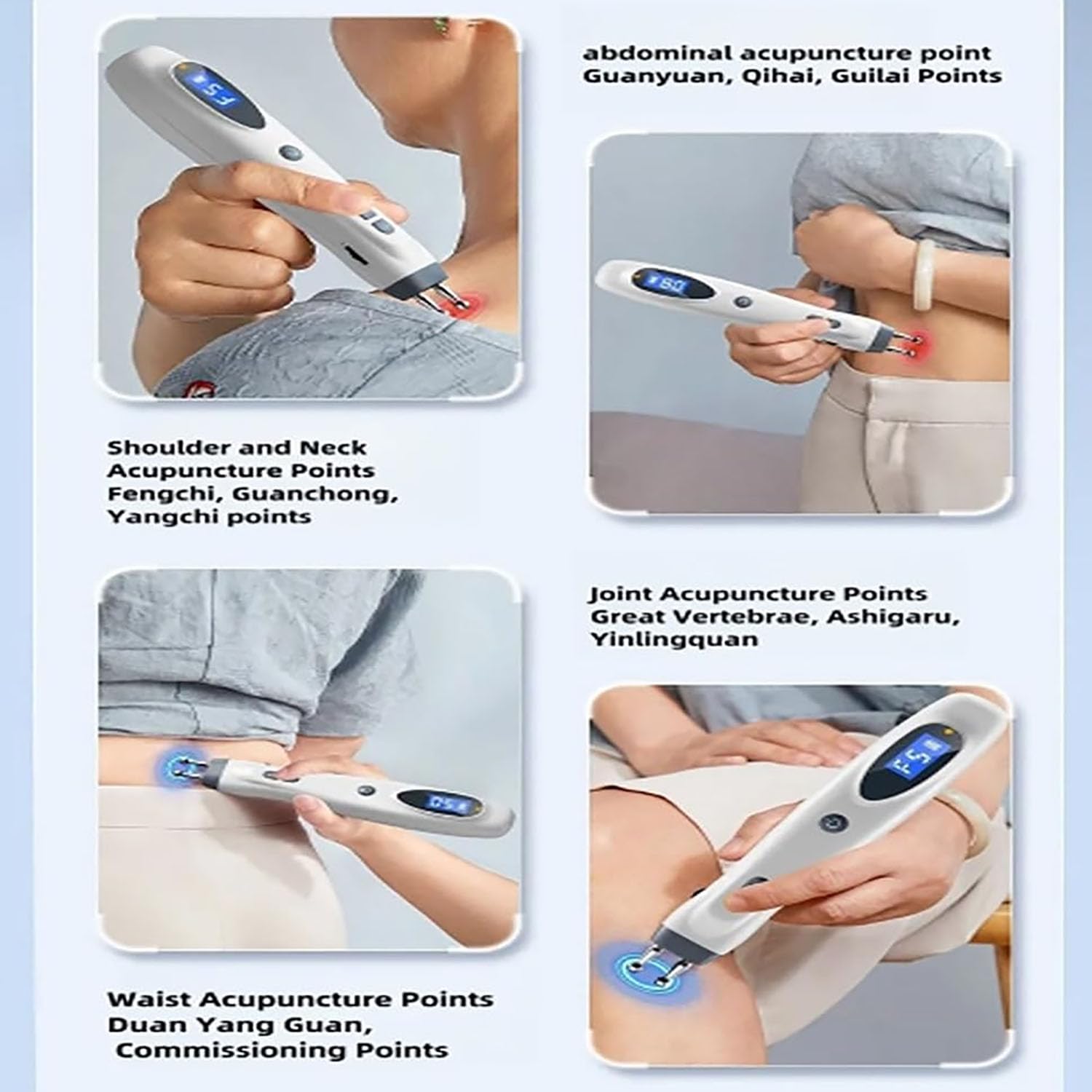 Bolígrafo Eléctrico para Masaje De Meridianos Y Acupuntura, Bolígrafo para Terapia del Dolor con Acupuntura Y Masaje De Meridianos con Doble Punta, Ajuste De Intensidad En 10 Niveles Y 5 Modos