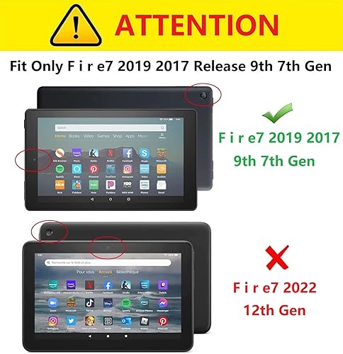 Miniatura 2 de Maomi Funda para Kindle Fire 7 2019 2017 versión 9 7 generación funda inteligente plegable de piel sintética con encendido y apagado automático