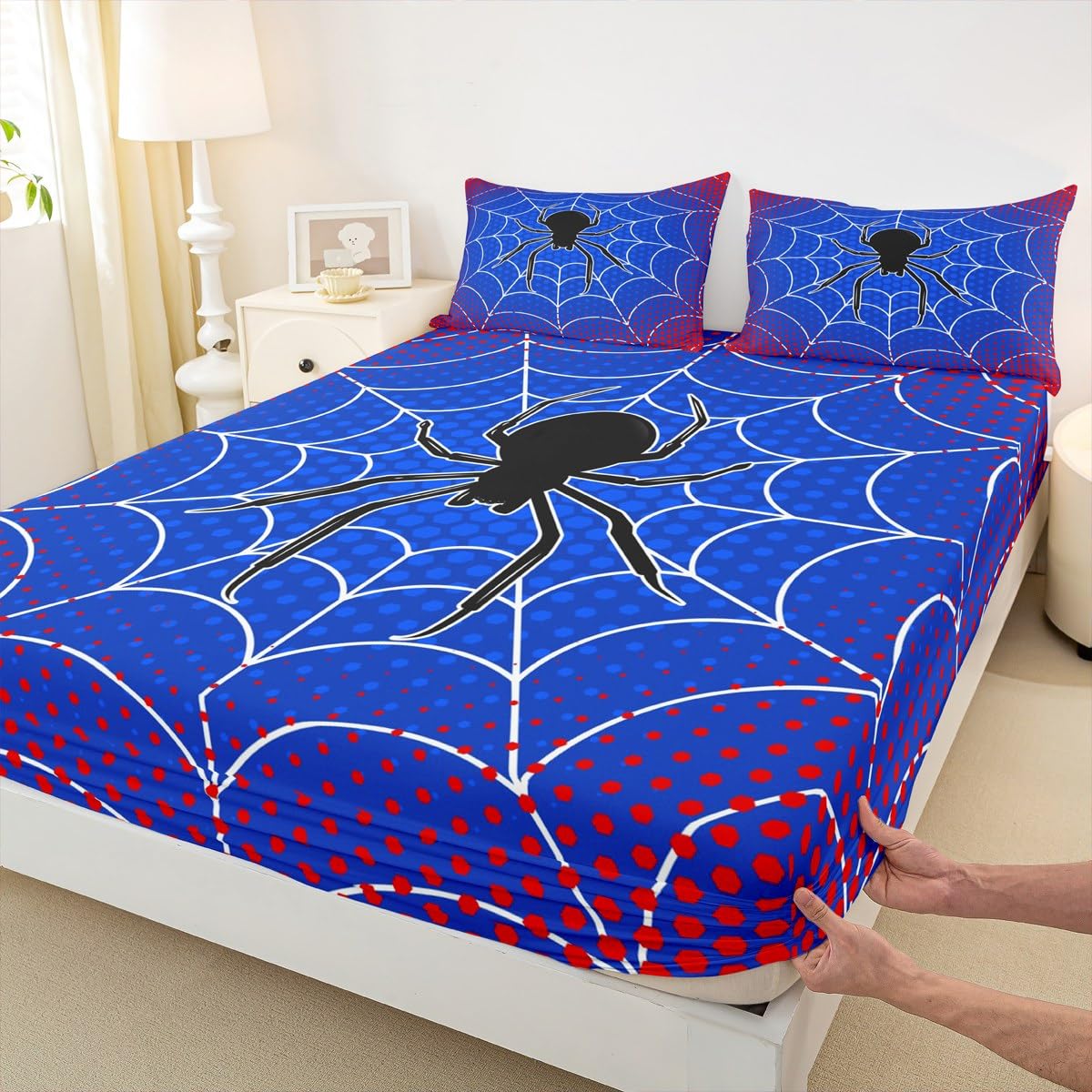 Drap-housse toile d'araignée pour décorer une chambre d'enfant d'inspiration nature