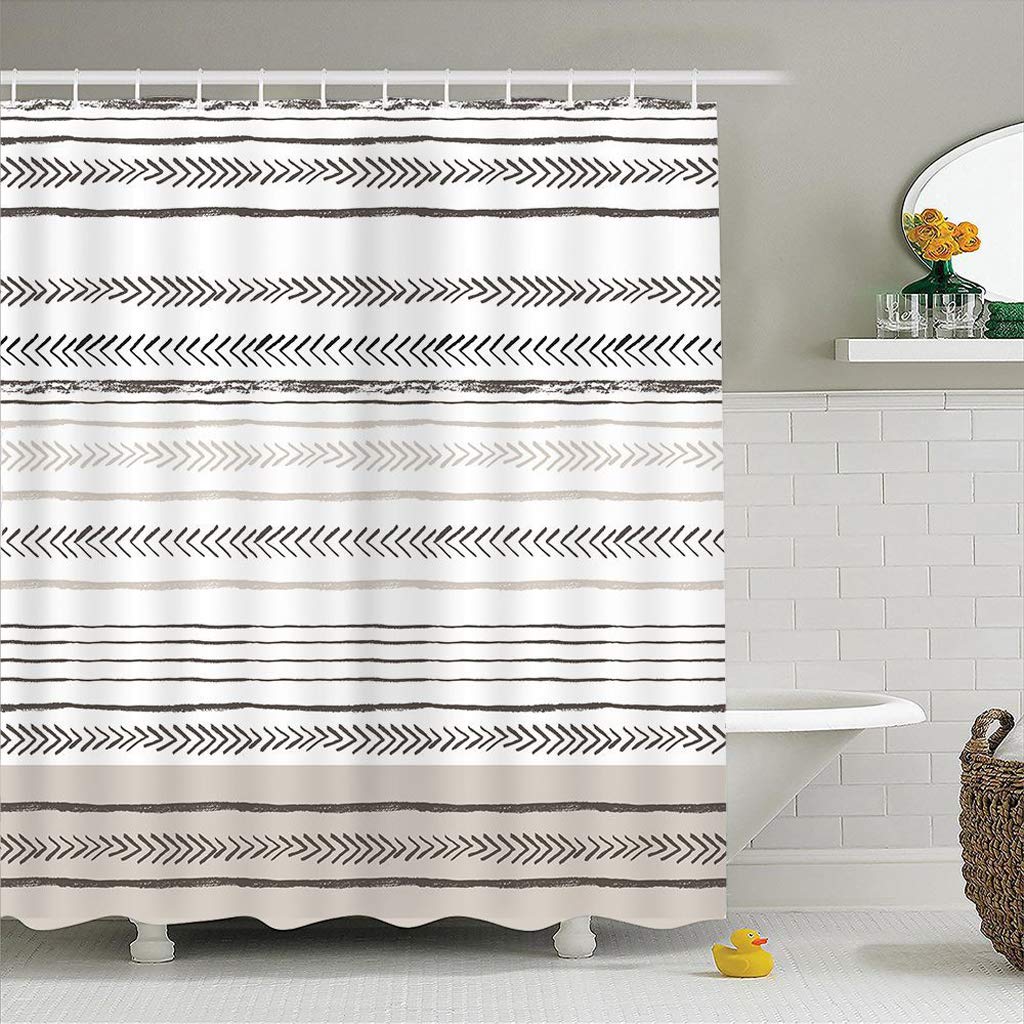 Rideau de Douche, Rideaux antibactériens antibactériens résistants à la moisissure résistant à la moisissure en Polyester avec Crochets