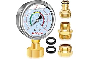 Marine Water Pressure Gauge with 3 Adapters - 3/4" GHT Female Thread