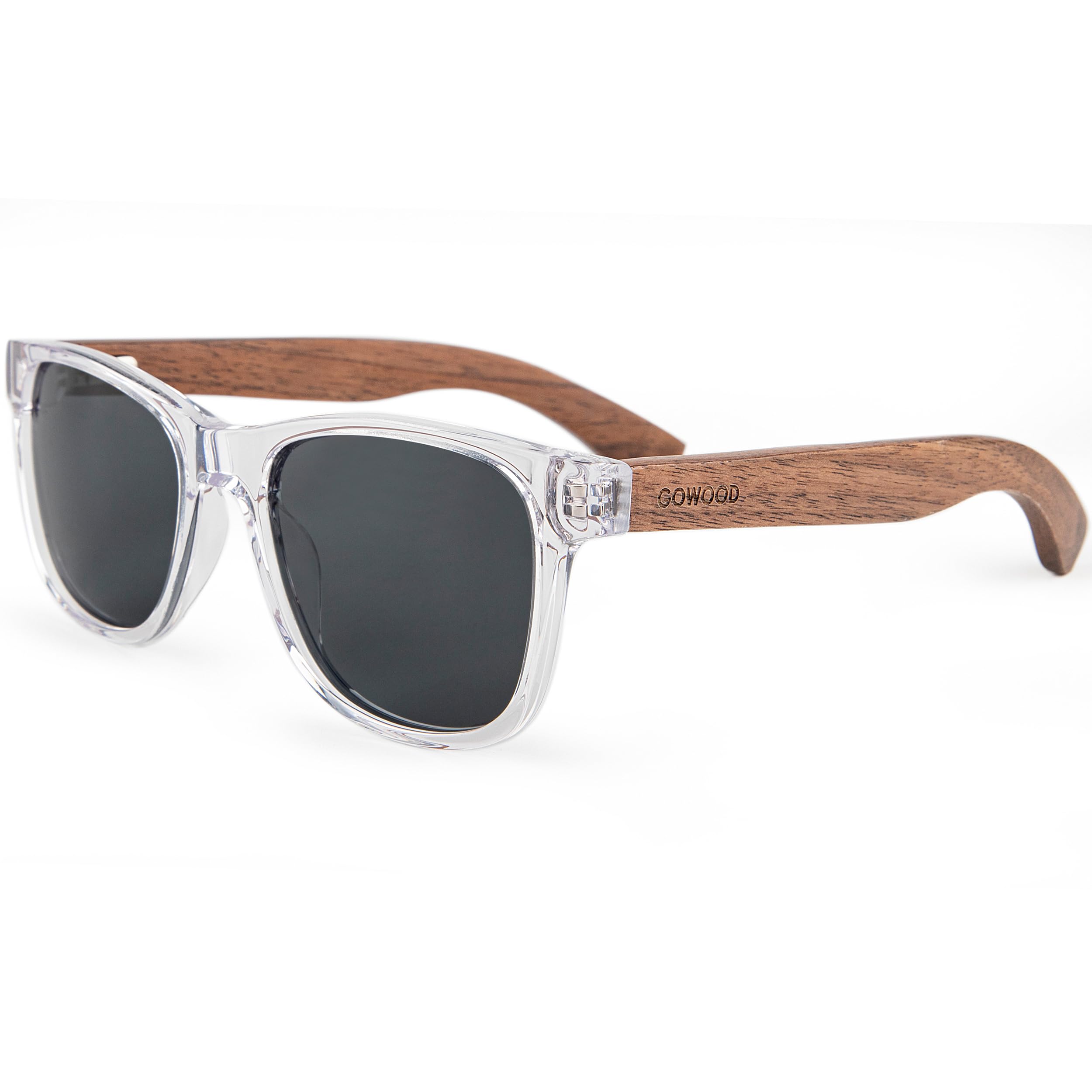 Sonnenbrille Damen & Herren Holz | Premium polarisiert Walnussholzbügel mit Acetatrahmen | geschwärzte Holzbrille UV400 Gläser | Damen & Herren Sonnenbrille UV Schutz