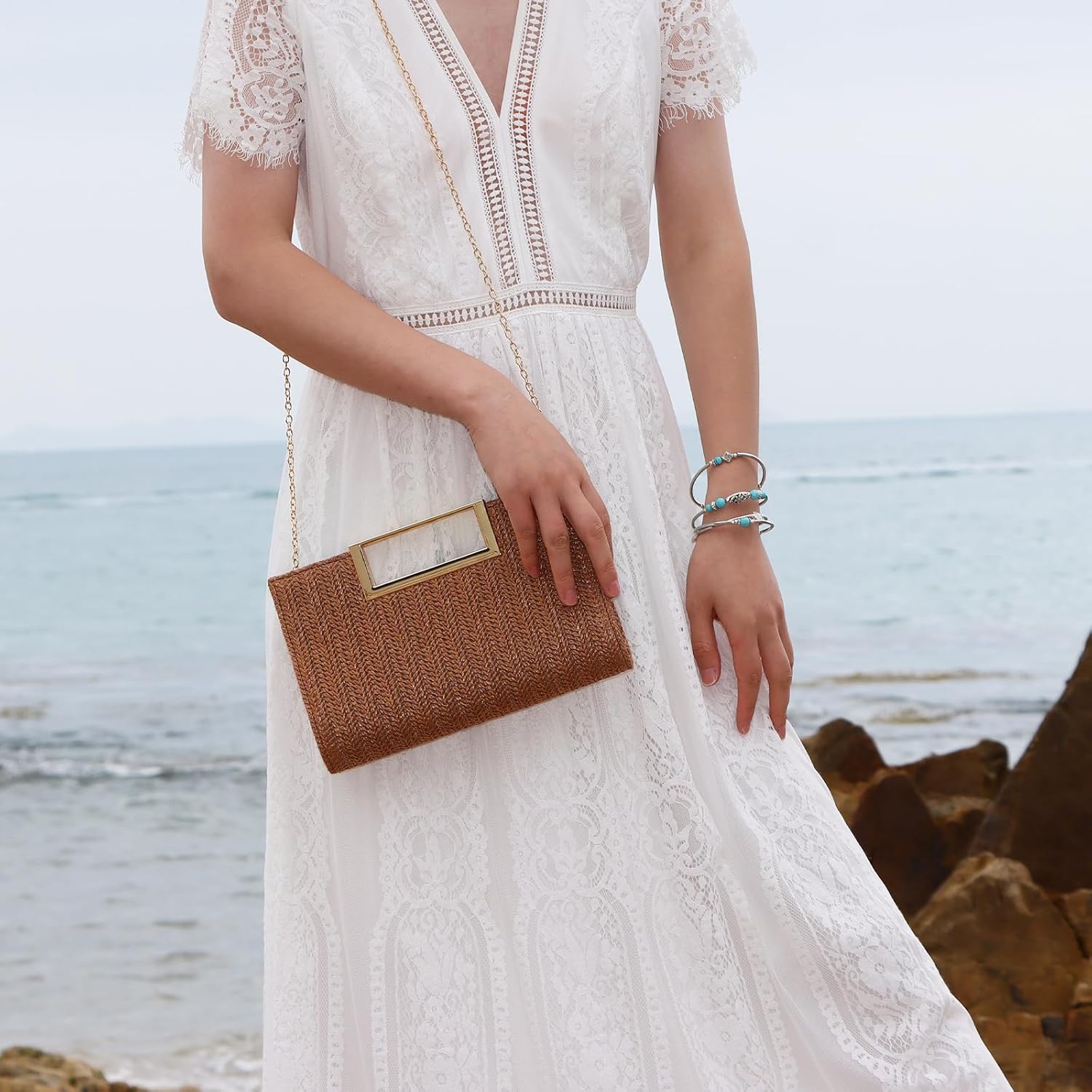 GOKTOW Straw Clutch Top Handbags Raffia Bag Purse Woven Tote CrossBag for Women Beach Summer Travel 2025