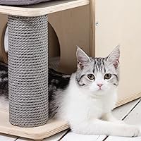 Vista 5 de Árbol de madera para gatos de interior, torre para gatos con poste rascador y casas para gatos de nivel múltiple, 44.5 pulgadas de alto