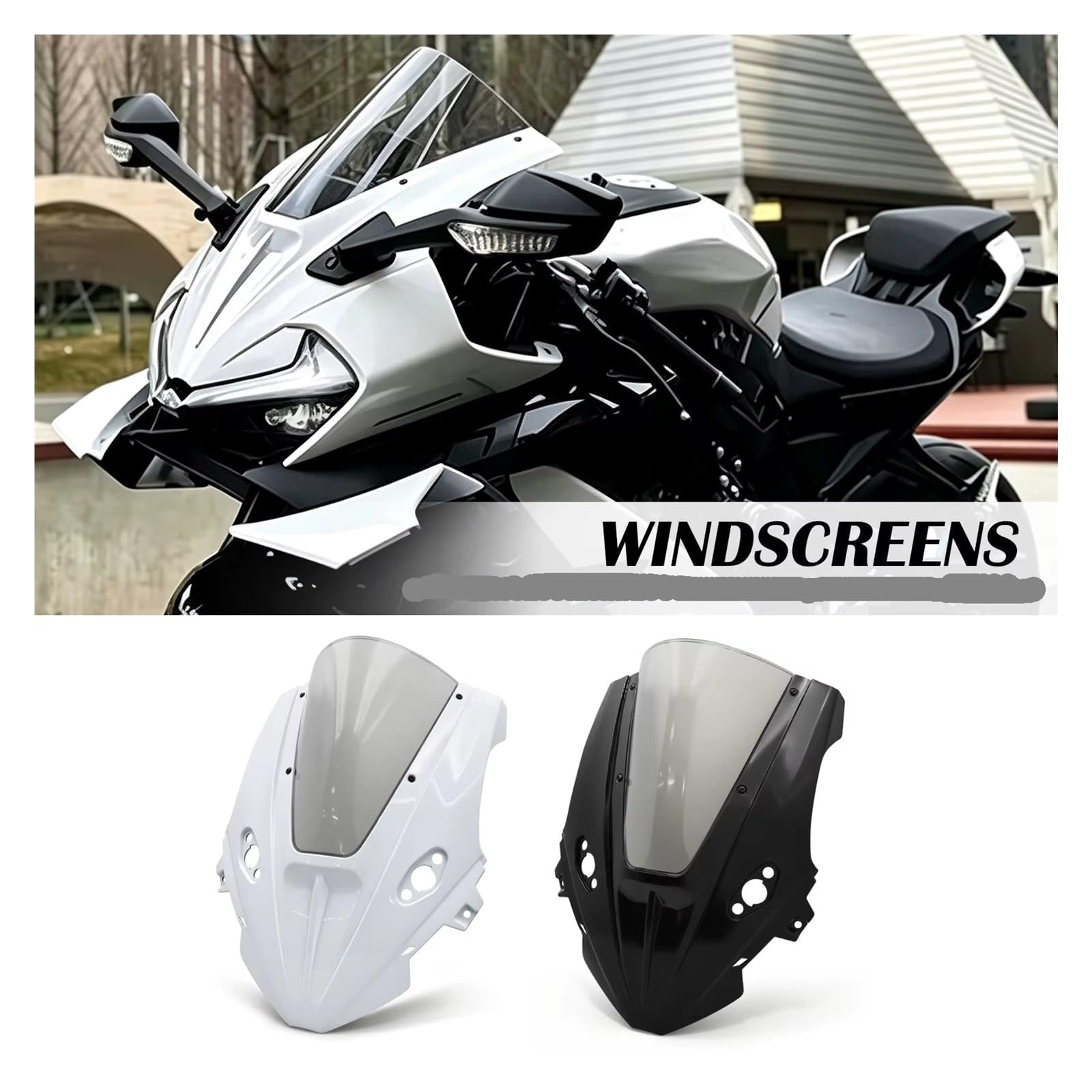 Cupolino moto Parabrezza Rialzato Carenatura Combinata Allargata | Per CFMOTO 675SR 675SS R 2024-2026 spoiler carenatura deflettore(Nero)