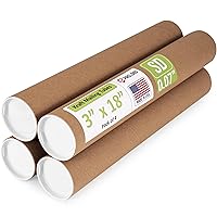 Vista 31 de Tubos de correo de papel kraft reforzado de 3 x 24 pulgadas, paquete de 4 tubos con 2 tapas cada uno, tubo de cartón fabricado en Estados Unidos