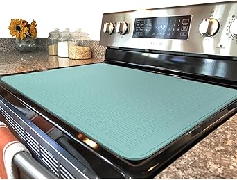 Stove Top Cover for Electric Stove - Silicone Stove Mat for Glass Top, Glass Cooktop Protector, XL Dish Drying Mats For Kitchen,Oven Covers for Electric Stove (Aqua,28 x 20)
