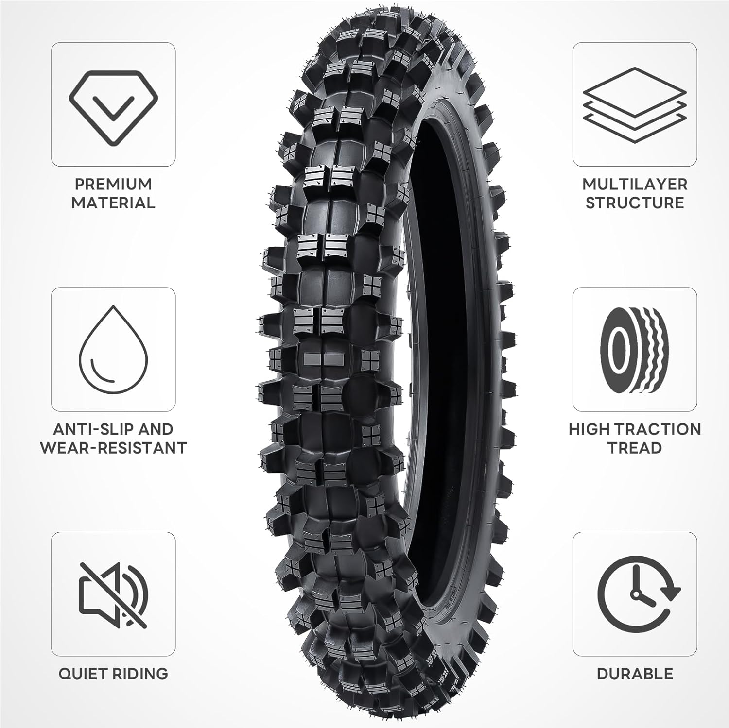 90/100-16 4PR TT 51M Dirt Bike Front/Rear Tire and Heavy Duty Inner Tube Compatible with 90/100-16 Off Road Pit Bike/Motorcycle Tire(P-120)