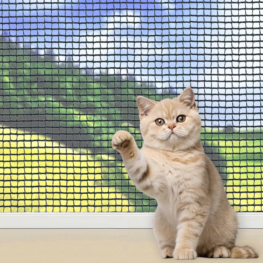 Red de malla para gatos de 10 x 26 pies, sin alambre de acero, red de seguridad anticaídas para gatos, pantalla de balcón para mascotas, red de catio, barrera de valla para gatos para