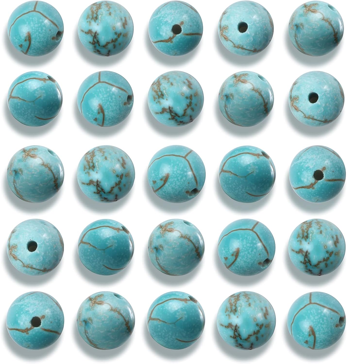 NITOPUPU 100Pcs 8mm Natural Smooth Turquoise Gemstone Beads Round Loose Stone Beads for Jewerly Making with Crystal Stretch Cord Turquoise 8mm