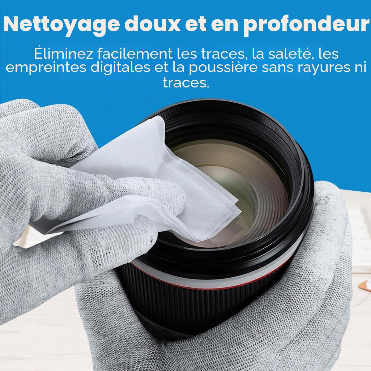 ZEISS - Lingettes Nettoyantes pour Lunettes, Jumelles, Verres Traités, Séchage Rapide, Sans Rayures, Emballées Individuellement, Pack de 200