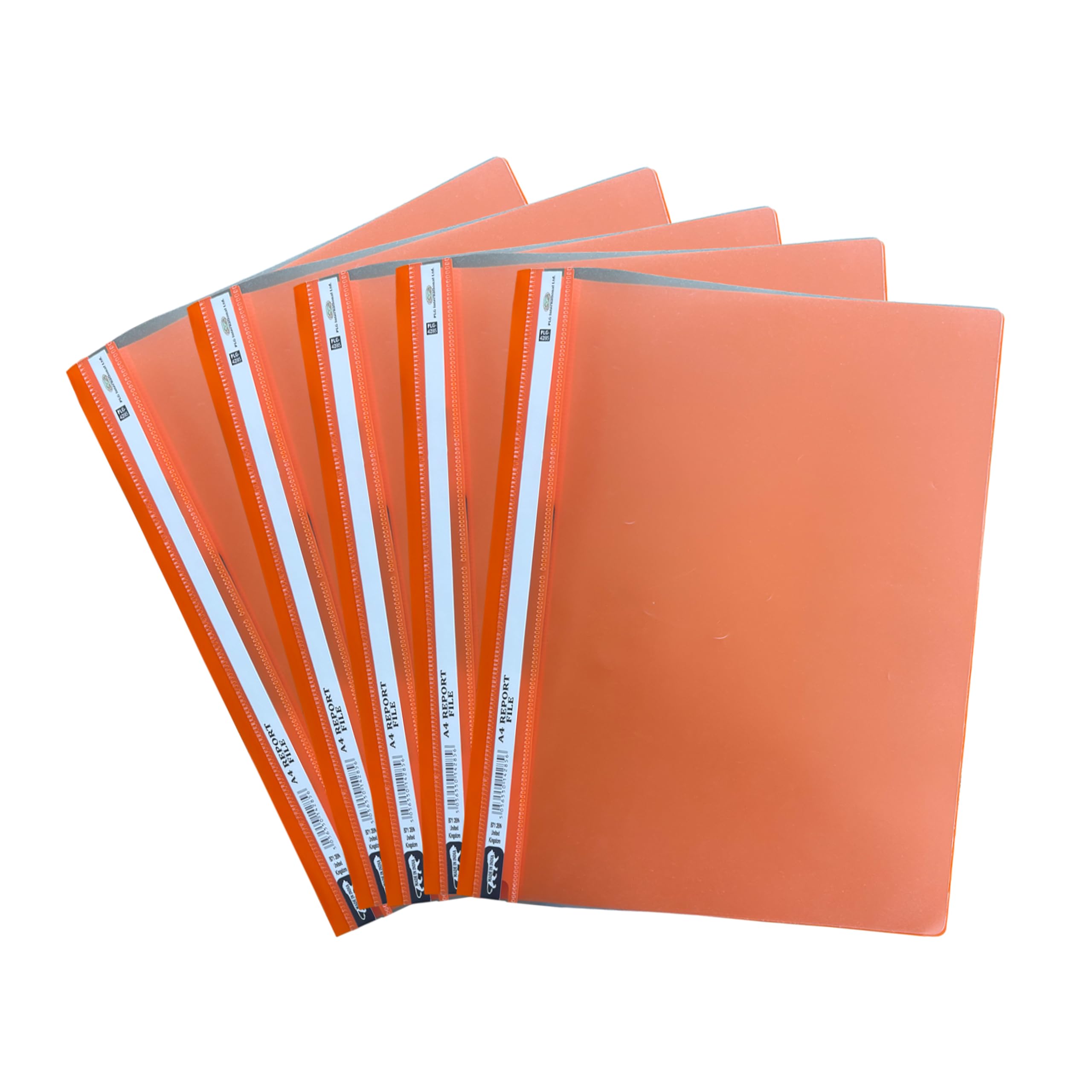 Eason BROS A4 Project Report Files - Plastic Presentation Document with Transparent Front Cover & 2-Prong Mechanism | Durable Folders for Office Reports, Coursework & Paper Storage - (24, Orange)