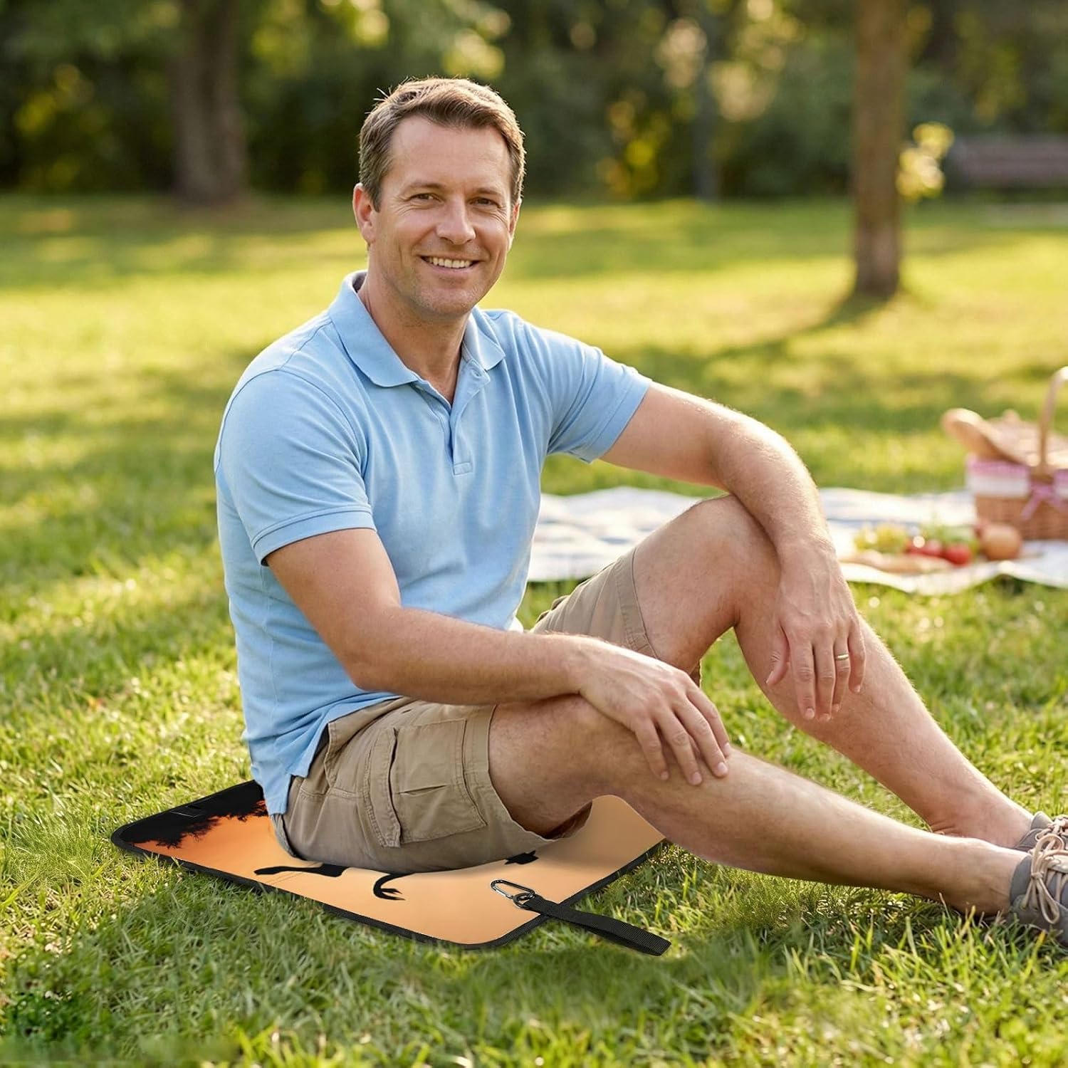 (Cool Bull Riding) Sitting Pad Foldable Seat Cushion Lightweight Camping Seat Mat with Hook for Outdoor Hiking Picnic Camping