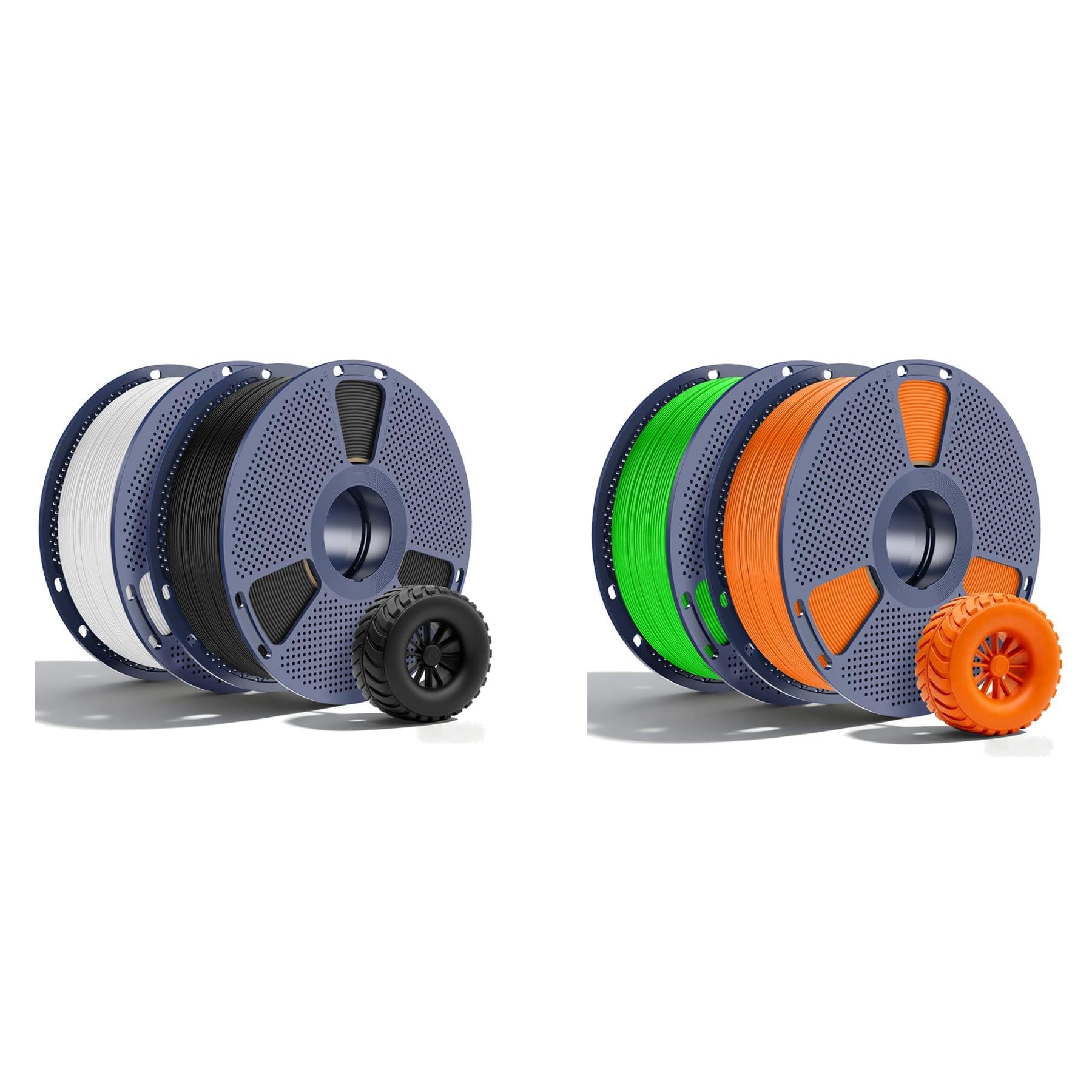 SUNLU TPU 3D Printer Filament 1.75mm 2KG Black+Weiß+SUNLU TPU 3D Printer Filament 1.75mm 2KGGreen+Sonniges Orange,Insgesamt 4 kg