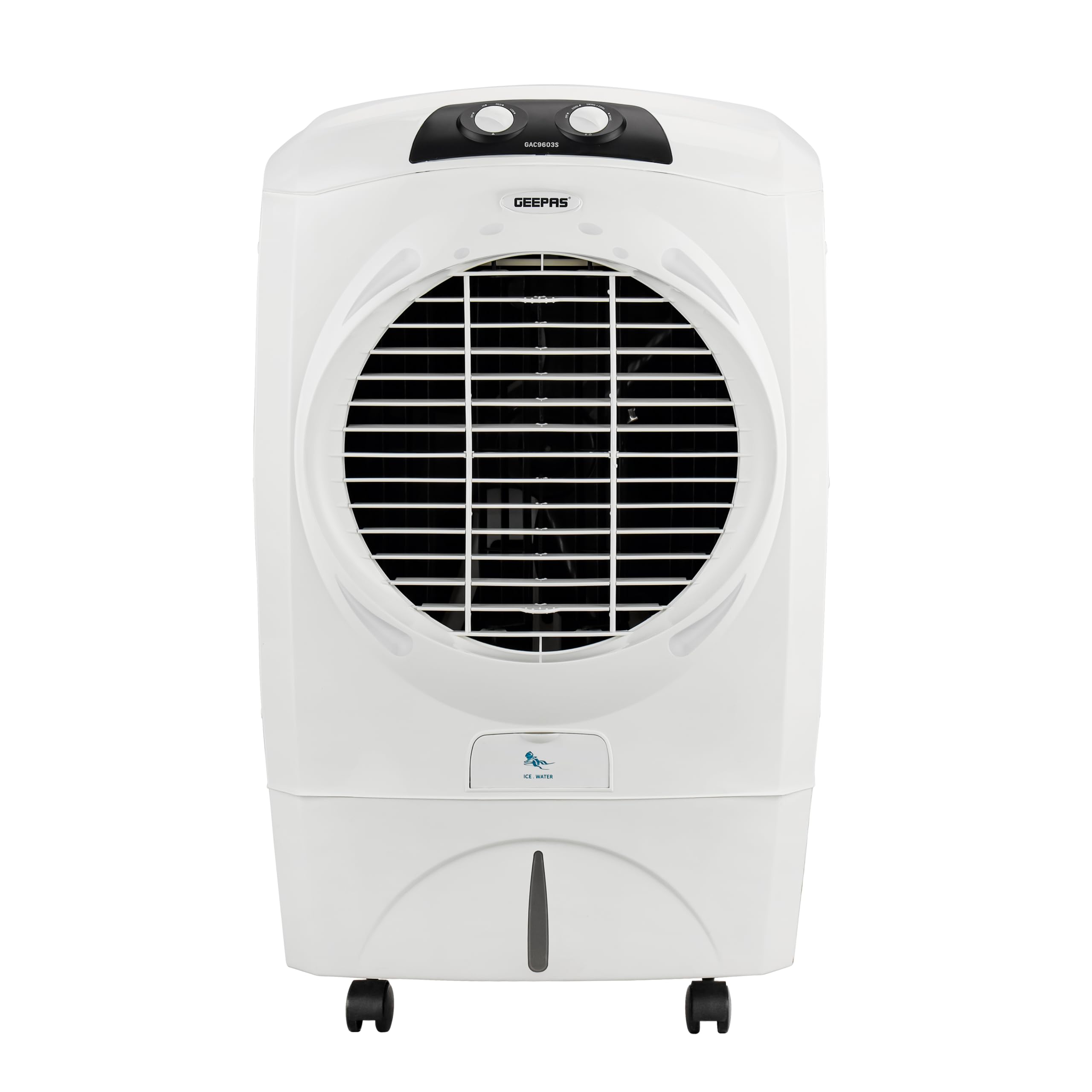 Geepas Air Cooler- GAC9603N|3 Wind Speed and Humidifies Dry Air, Full Plastic Body| Faster Cooling with Low Energy Consumption, Inverter Compatible and Portable |2 Years Warranty, Blue
