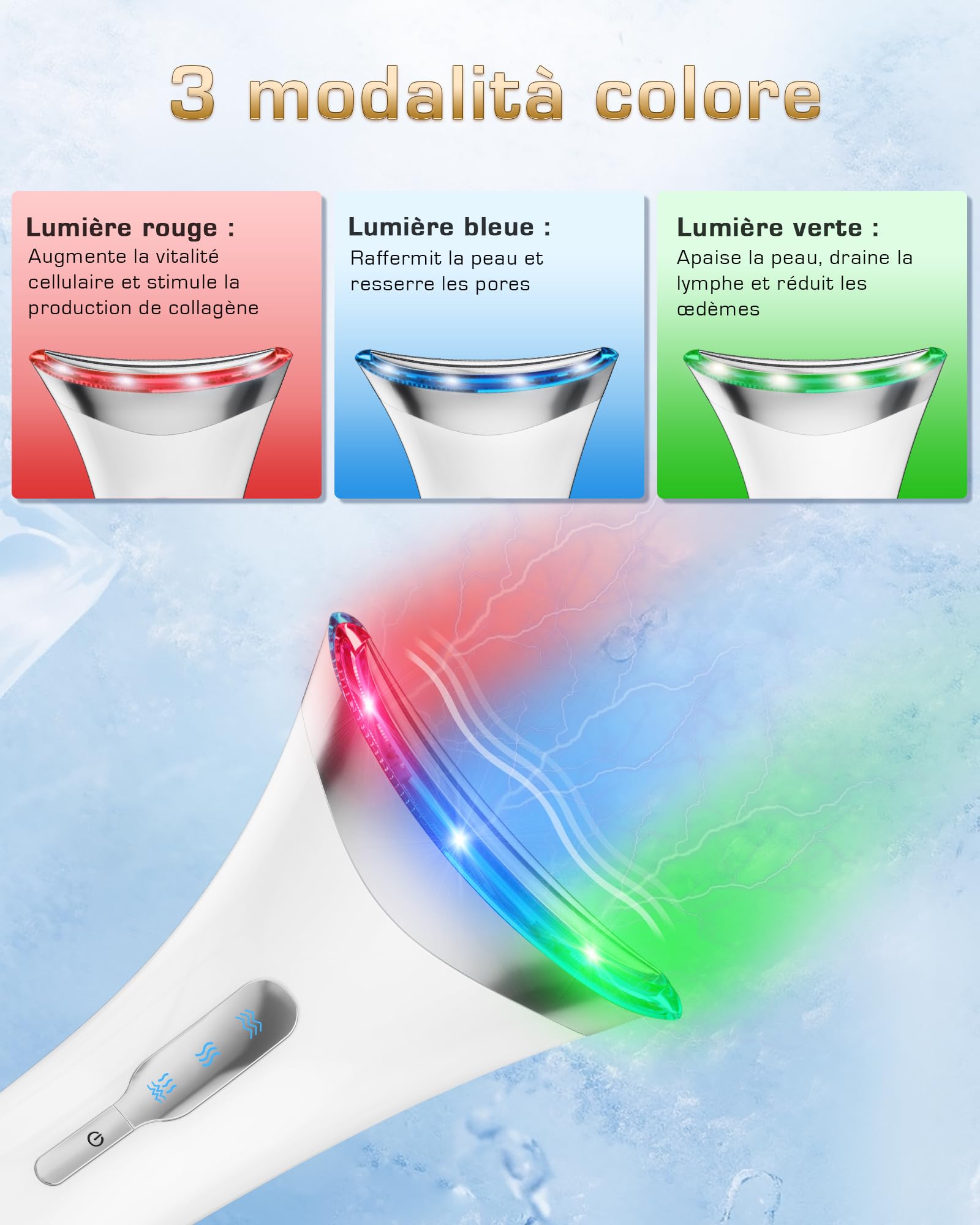 Appareil Massage Visage Anti Rides: Masseur Facial Double Menton de Beauté Electrique avec Lifting EMS Massage Thermique à 45℃ - 3 Modes LED Appareil de Beauté - Raffermissement du Visage et du Cou