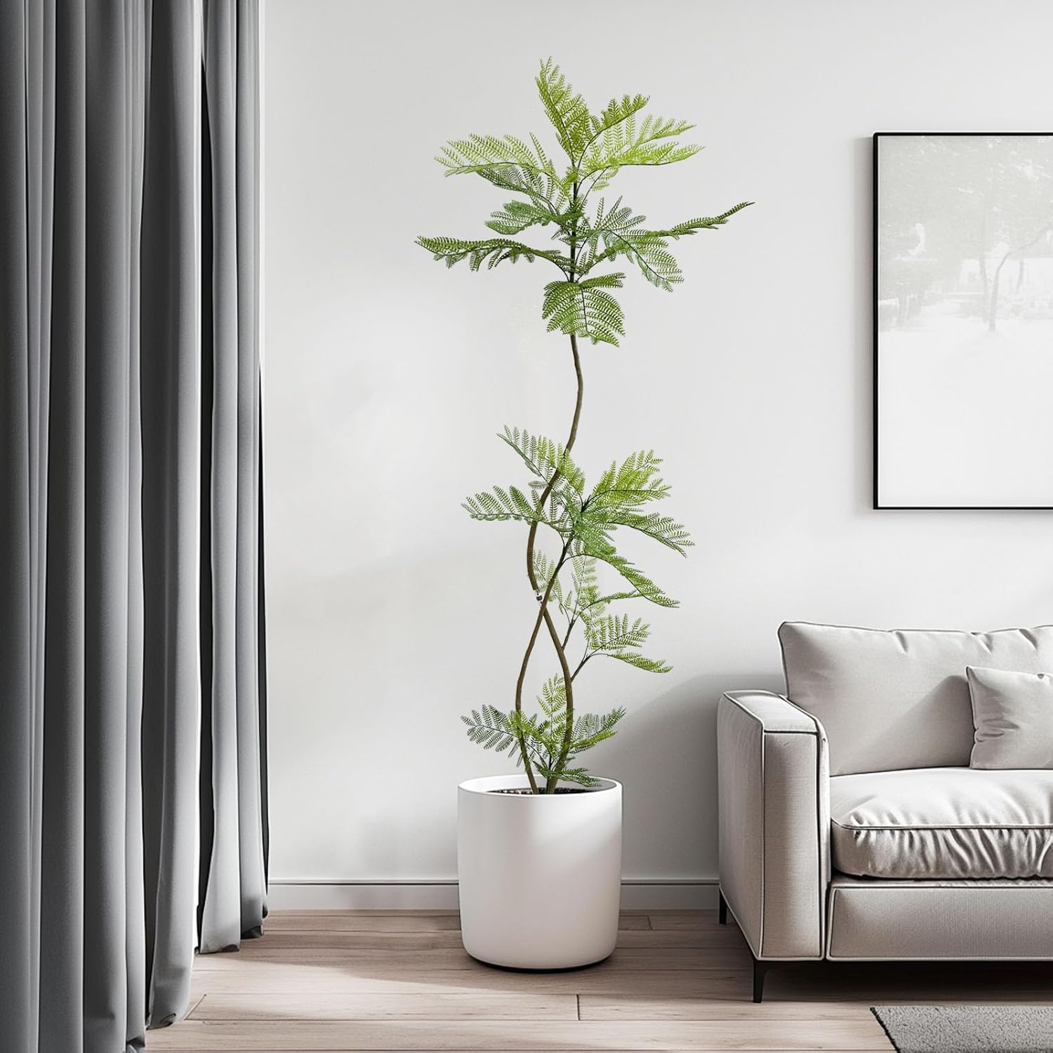 Artificial Jacaranda mimosifolia Tree, 6ft Tall Fake Plants Artificial Umbrella Plants for Indoor, Fake Trees for Office Home Living Room Floor Patio Greening Porch Decor - Image 9