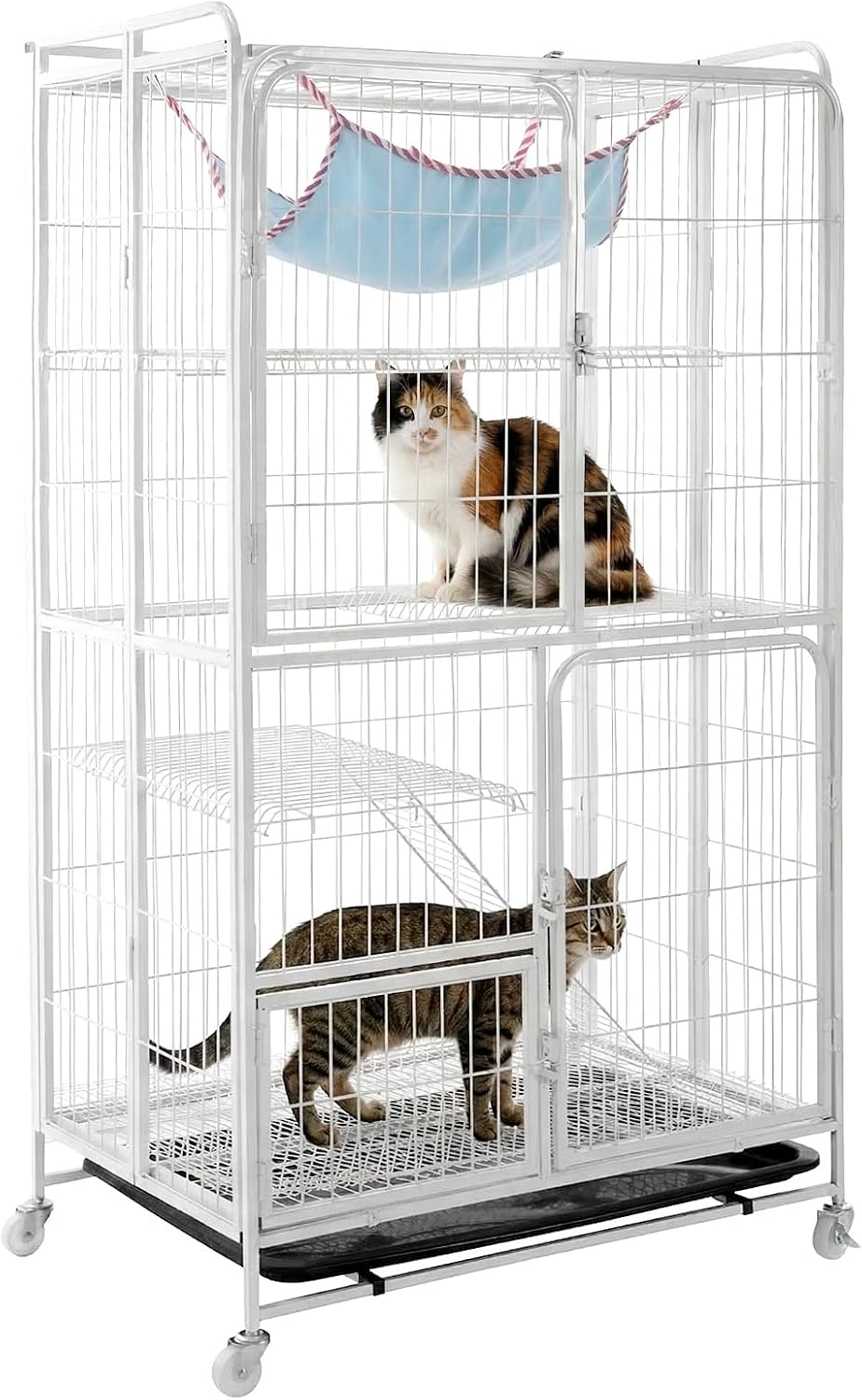 4-Tier Cat Enclosures with 360 Degree Wheels Cat Playpen 30.31x20.47x53.54in Collapsible Metal Wire for Indoor Adult Cats Kitten Chinchilla