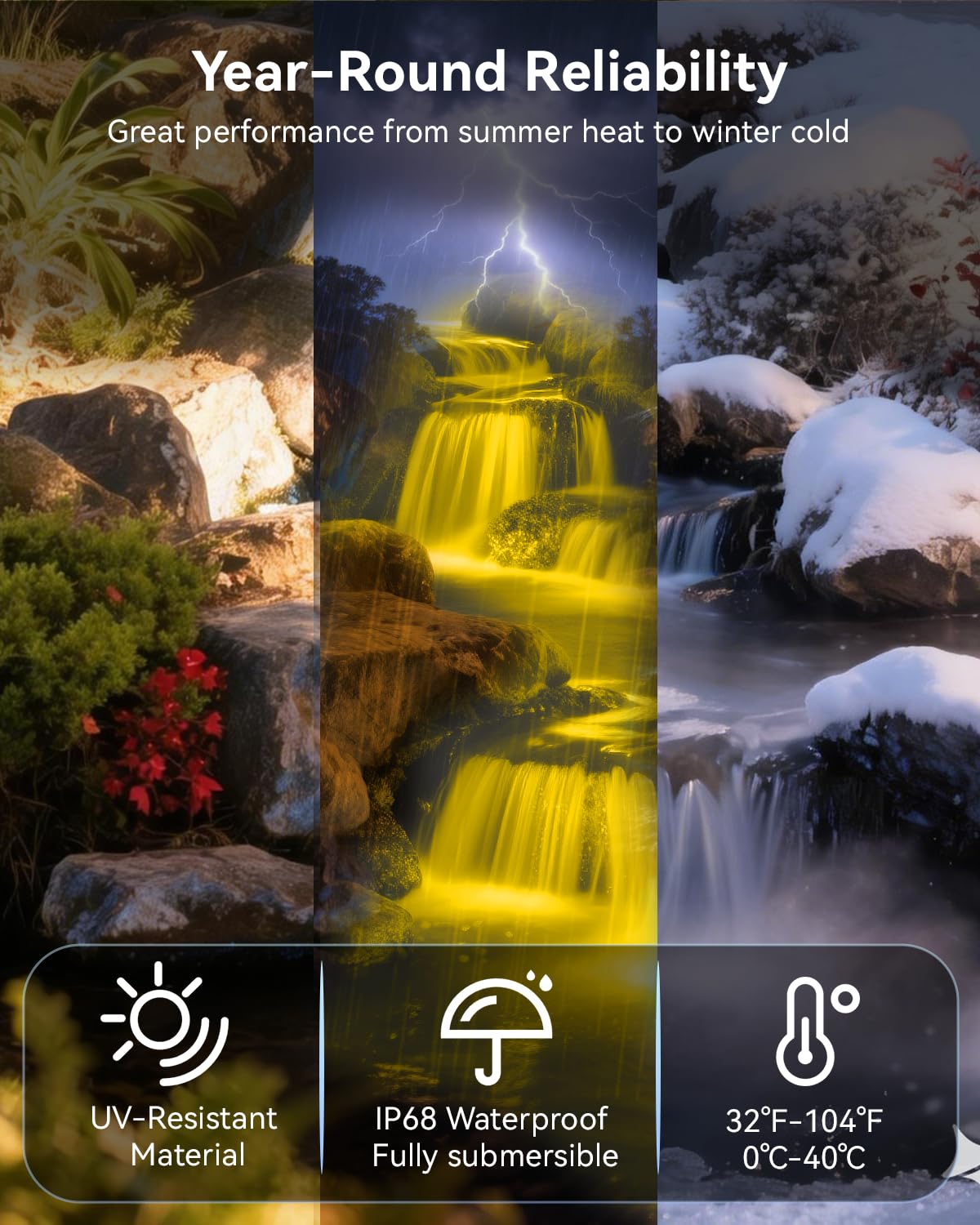 6W Luci per Laghetto 2700K, Acciaio Inossidabile SS316 Faretti per Laghetto Faretti per Laghetto con Cavo 4,5M, IP68 Luci Laghetto Immersione per Fontana, Cascata, Laghetto da Giardino