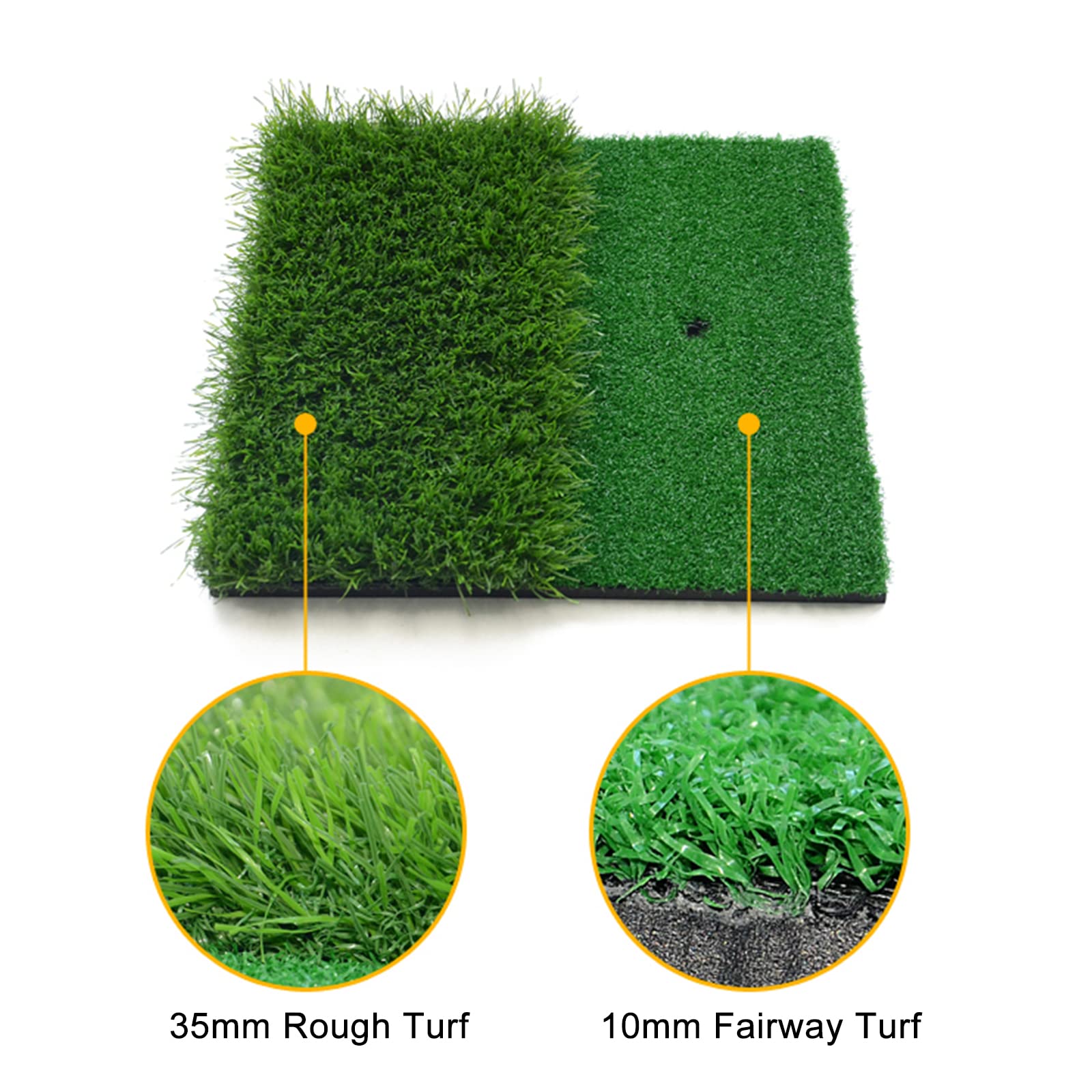 Esterilla de golf de 30 x 30 cm, alfombrilla de golf para interior y exterior, portátil, incluye para entrenamiento de putting (hierba larga y corta)