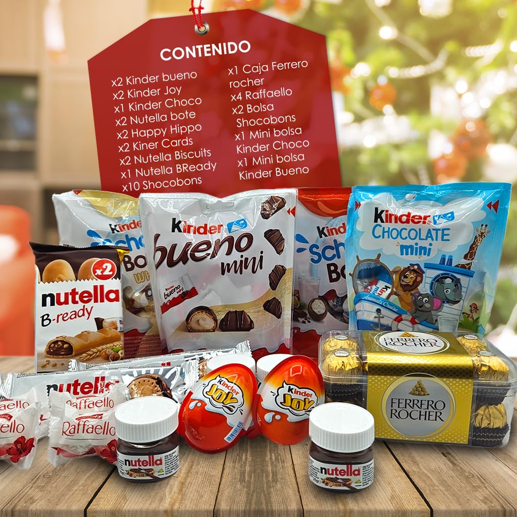 Casa Kinder Navidad Grande: Surtido de Chocolates Navidad con Kinder y Ferrero - Caja Regalo con Kinder Bueno, Kinder Joy, Happy Hippo, Ferrero Rocher y más