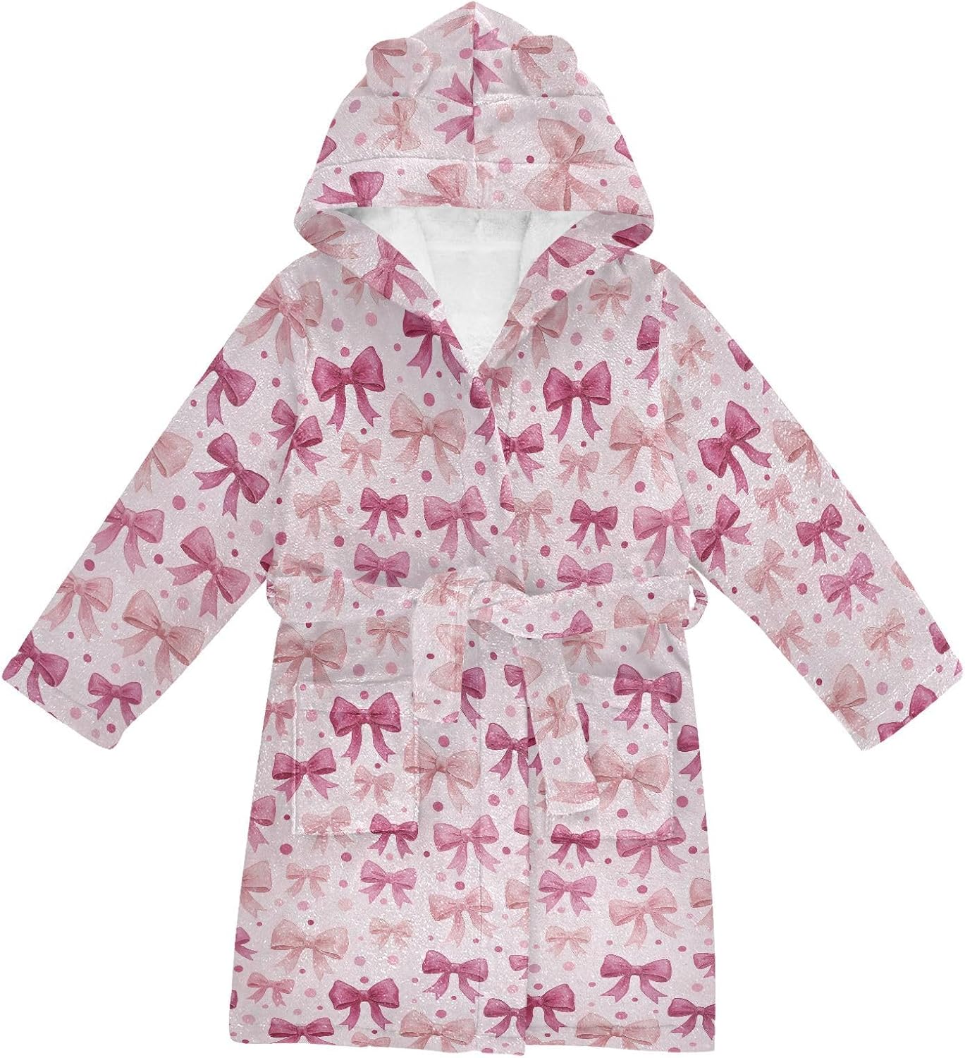 senya Beautiful Bowknot Toddler Hooded Bathrobe Kids Soft Plush Bath Towel Robes for Boys Girls 2-12 Years