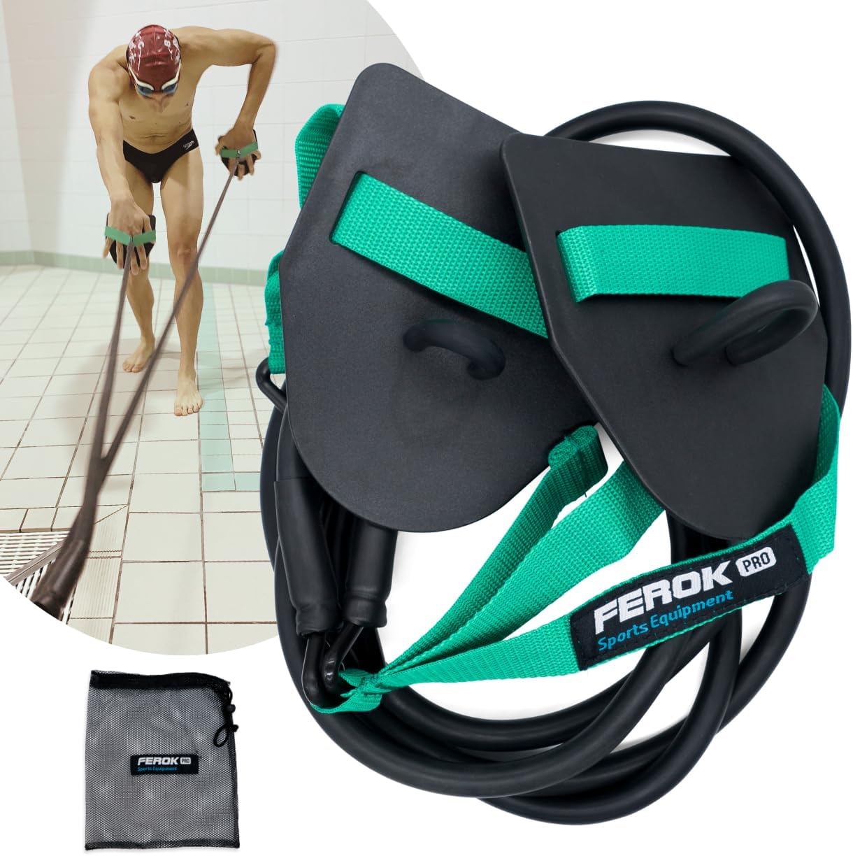 FEROK PRO Swimming Resistance Band with Hand Paddles