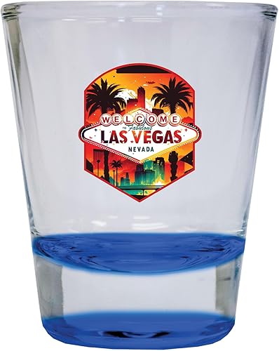 R and R Imports Las Vegas Nevada Design A Souvenir - Vaso de chupito redondo de 1.5 onzas, color azul