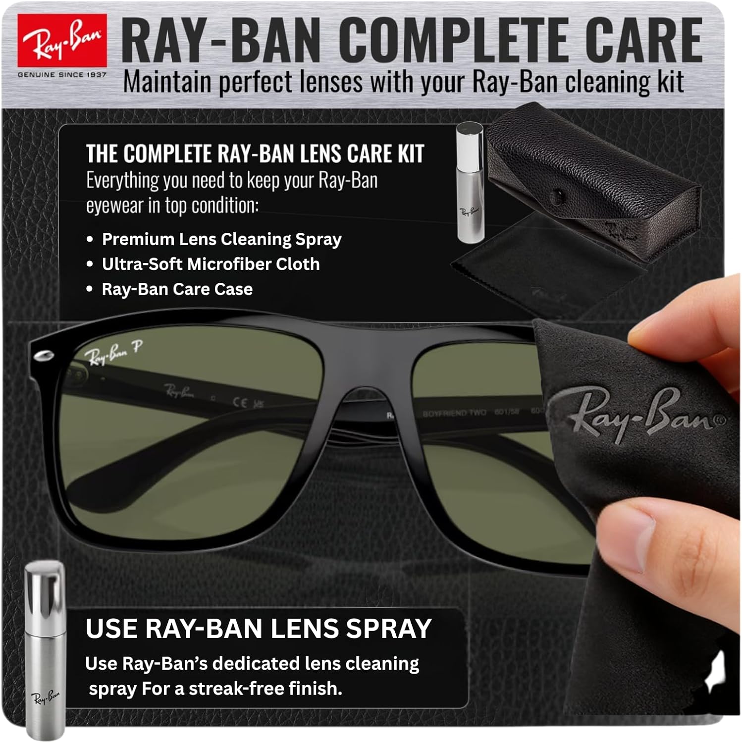 Ray-Ban RB4547 BOYFRIEND TWO Square Shaped Sunglasses for Men & Women with Official RAYBAN Eyewear Kit